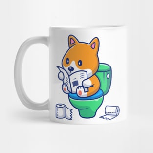 Cute dog poop and read cartoon Mug